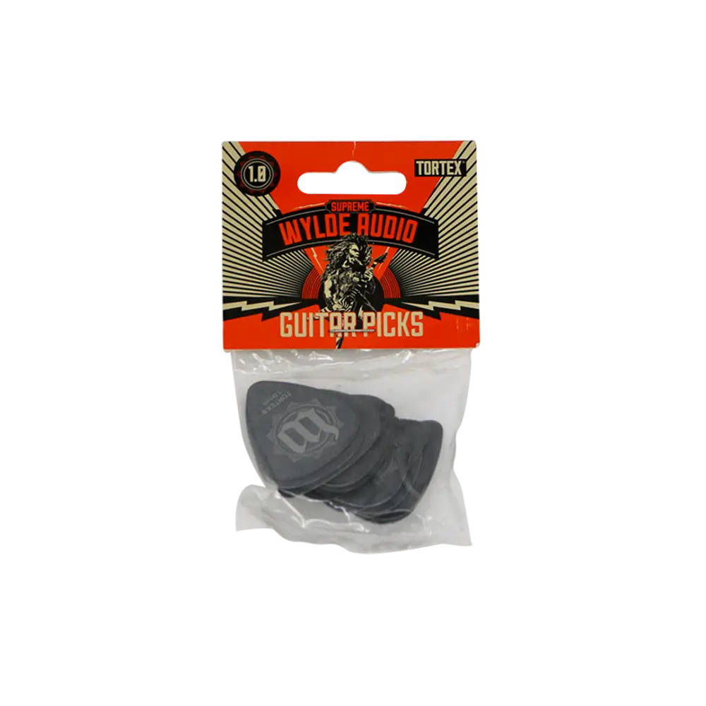 Wyld Audio Tortex Guitar Pick Sets featuring a skull logo on the package