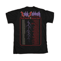 Black Zakk Sabbath Tour Forever Date Tee with lightning bolt design and tour dates