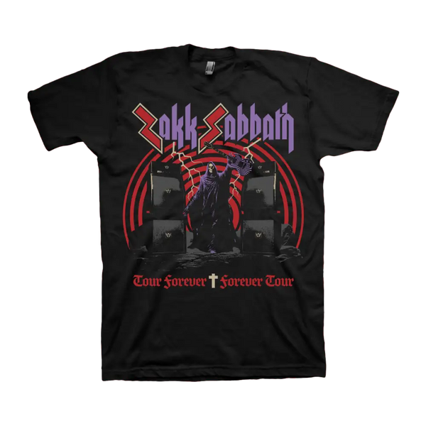 Black Tour Forever T-shirt featuring Zakk Sabbath design with red and purple graphics