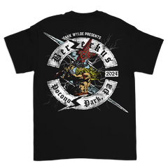 Black Viking T-Shirt with rock-style graphic of a muscular creature, perfect for October 7th