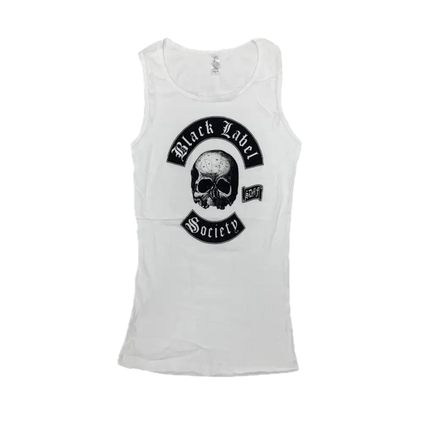 White tank top with black skull logo from Label Society Colors Tank collection