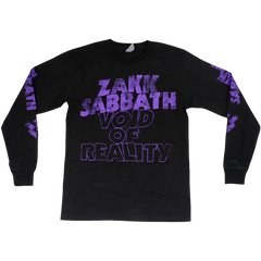 Black long sleeve tee featuring Zakk Sabbath Void of Reality purple text design