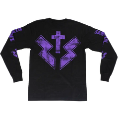 Black long sleeve tee featuring Zakk Sabbath Void design with purple cross and lightning bolt