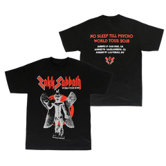 Zakk Sabbath World Tour 2018 Gargoyle Tee featuring skeletal design and tour dates