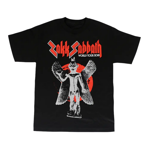 Black Zakk Sabbath World Tour 2019 T-shirt with winged figure graphic design