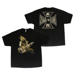 Black tee featuring Zakk Wylde band graphics on front and back