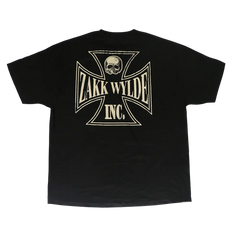 Zakk Wylde Inc Black Tee featuring a skull-themed logo on the back