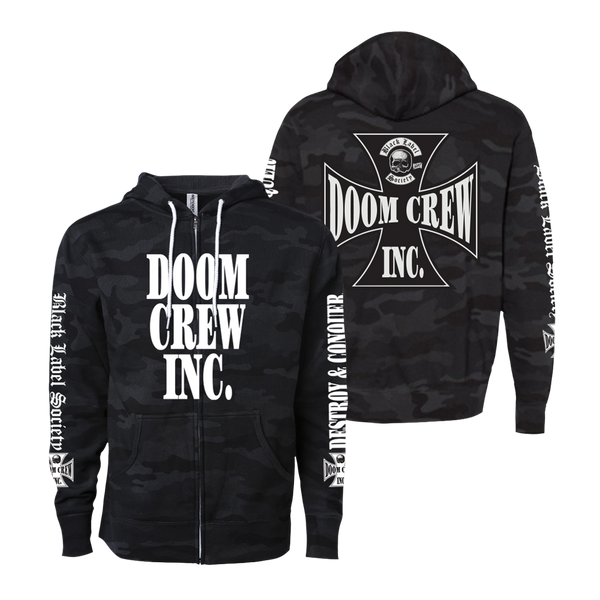 Doom Crew Inc. Black Camo Zip Hoodie